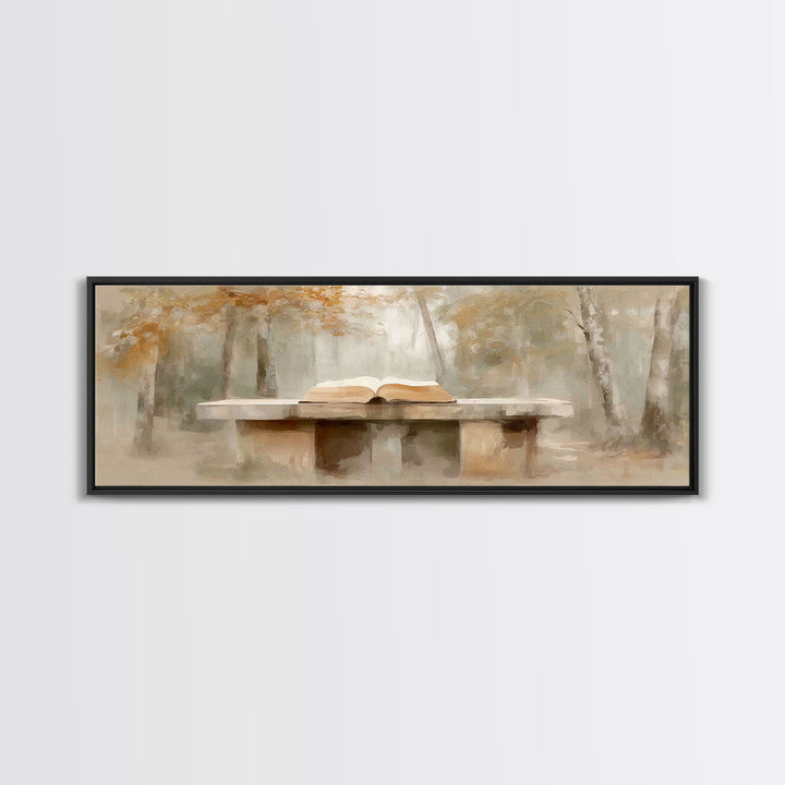 Woodland Gospel Peace, Framed Canvas Print, Christian Wall Art, Panoramic Print, Christian Art Canvas, Christmas Art, Christian Painting