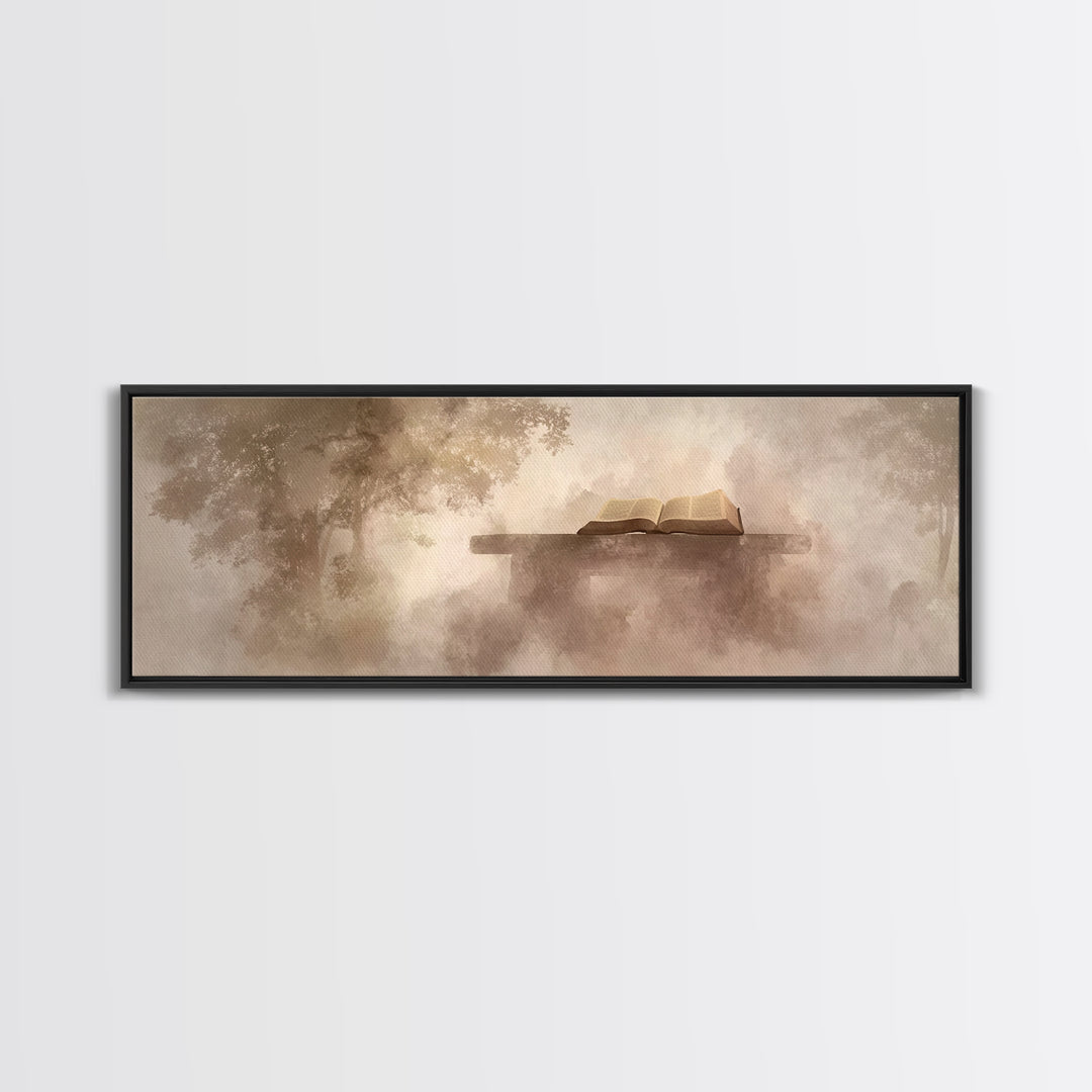 Holy Forest Pages | Framed Canvas Print | Panoramic Art | Christian Art Canvas | Christian Painting | Christian Wall Art | Christmas Art