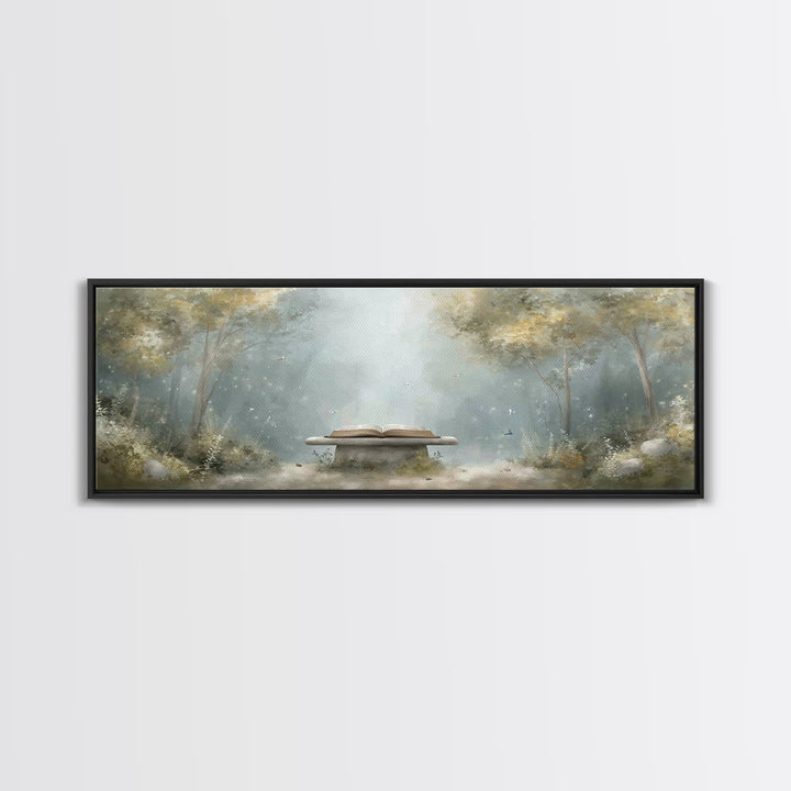 Heavenly Scripture Glow, Framed Canvas Print, Panoramic Wall Art, Christian Art Canvas, Christian Painting, Christian Wall Art, Christmas A