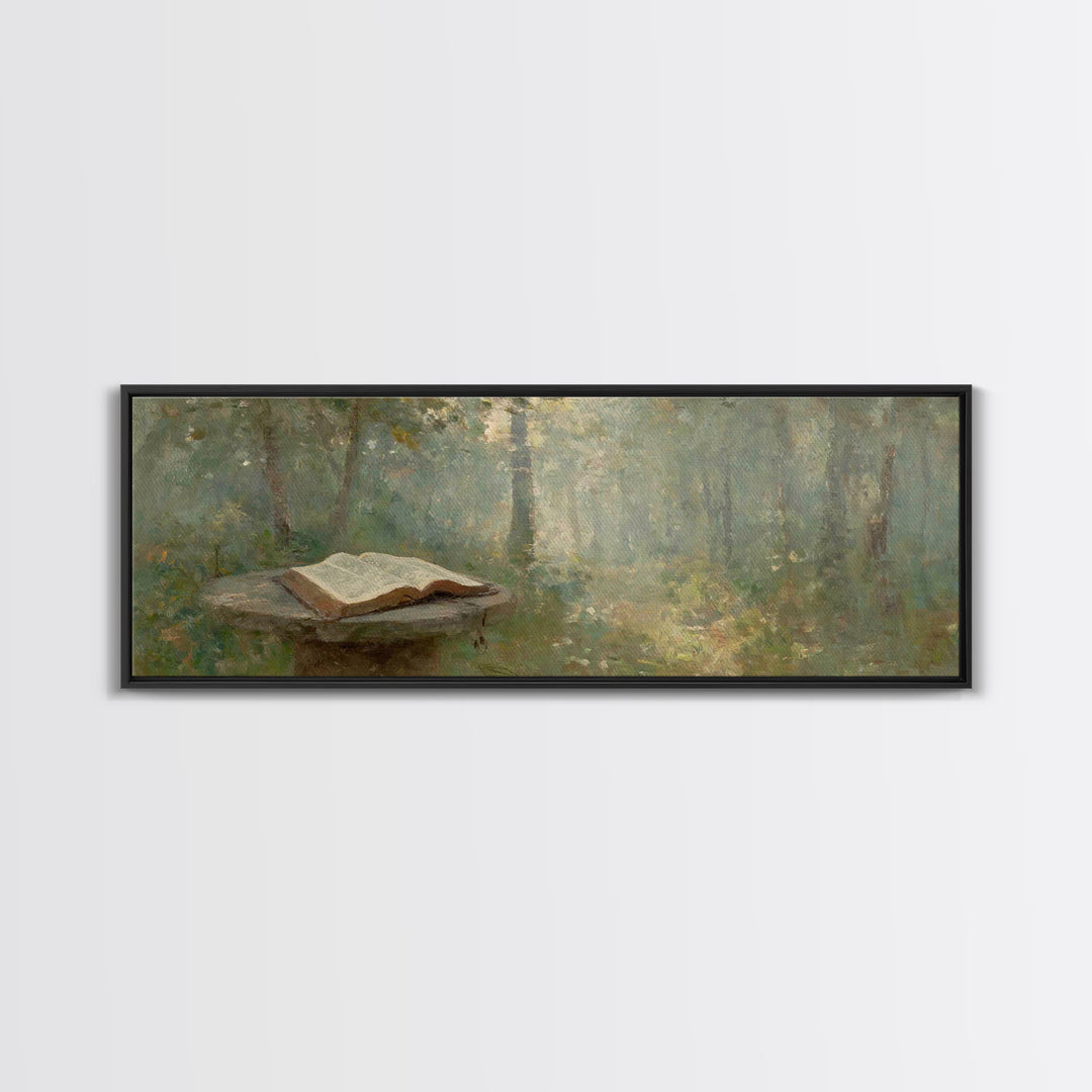 Mystic Bible Dawn | Framed Canvas Print | Panoramic Frame | Christian Wall Art | Christian Painting | Christian Art Canvas | Christmas Art