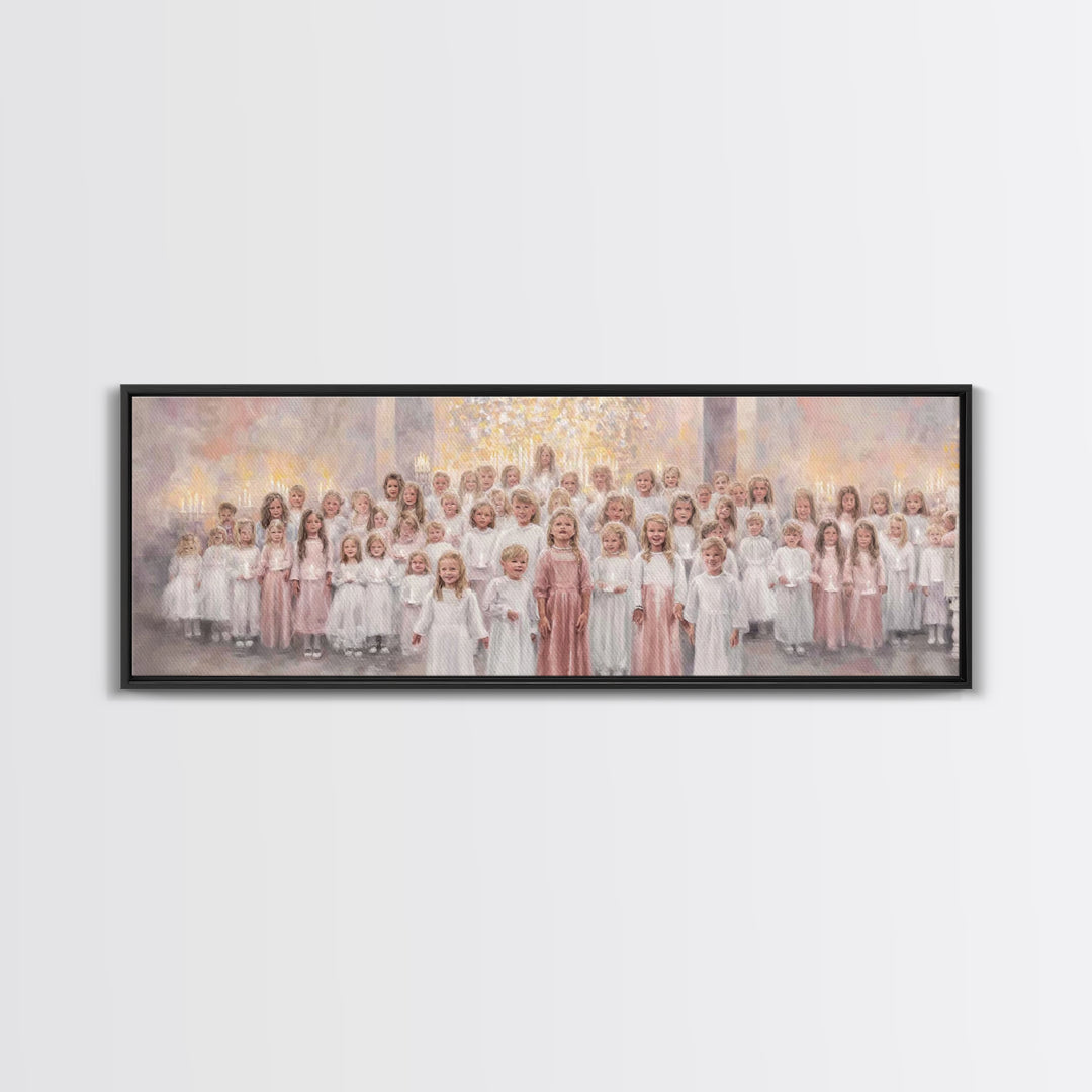 Gathered In Grace – Framed Canvas Print – Panoramic Painting – Christian Art Canvas – Christian Wall Art – Christmas Art – Christian Painti