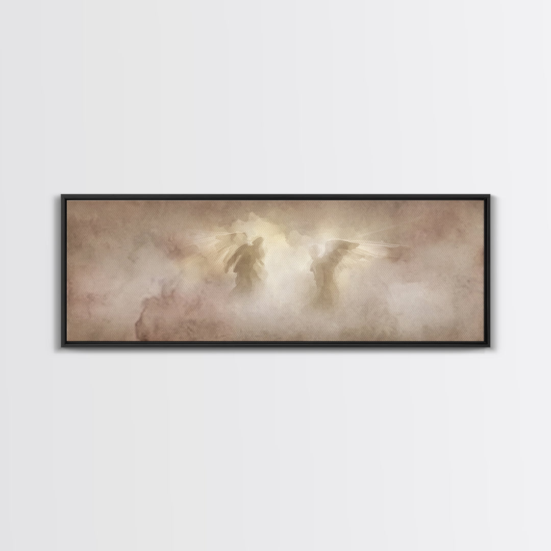 Angels In The Mist | Framed Canvas Print | Panoramic Painting | Christian Art Canvas | Christian Wall Art | Christian Painting | Christmas