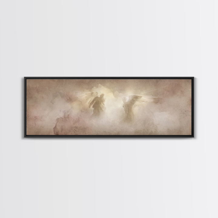 Angels In The Mist | Framed Canvas Print | Panoramic Painting | Christian Art Canvas | Christian Wall Art | Christian Painting | Christmas