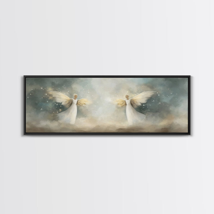 Glory Among Clouds | Framed Canvas Print | Christian Wall Art | Panoramic Art | Christian Art Canvas | Christmas Art | Modern Christian Art