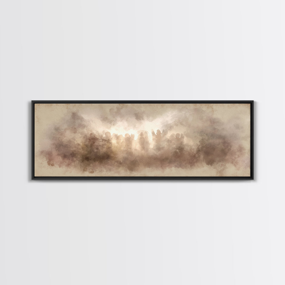 Heaven’s Gentle Heralds | Framed Canvas Print | Christian Art Canvas | Panoramic Frame | Christian Wall Art | Christmas Art Work | Subtle C