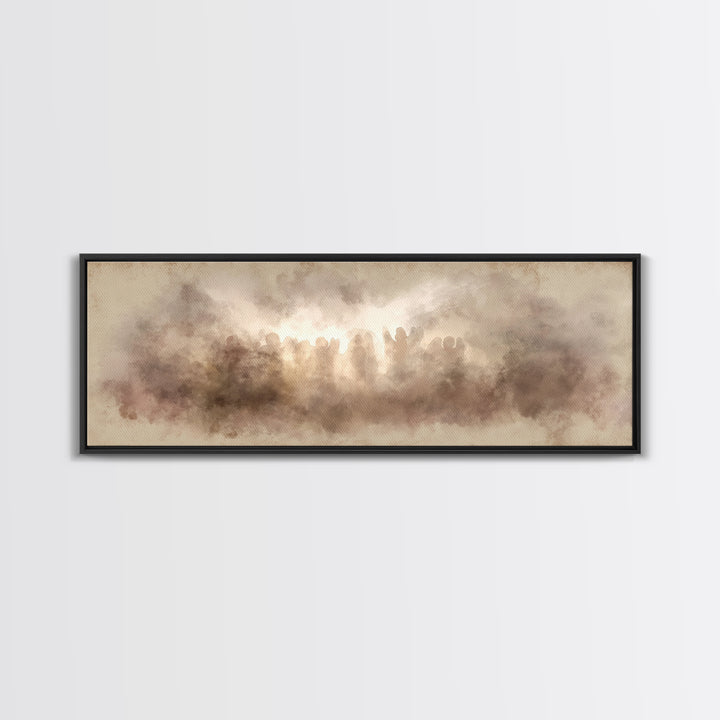 Heaven’s Gentle Heralds | Framed Canvas Print | Christian Art Canvas | Panoramic Frame | Christian Wall Art | Christmas Art Work | Subtle C
