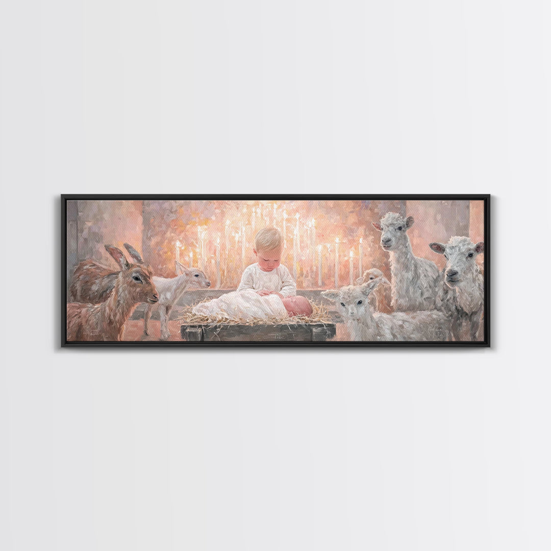 Infant Light Blessing – Framed Canvas Print – Christian Art Canvas – Panoramic Painting – Christmas Wall Art – Christian Art – Christmas Ar