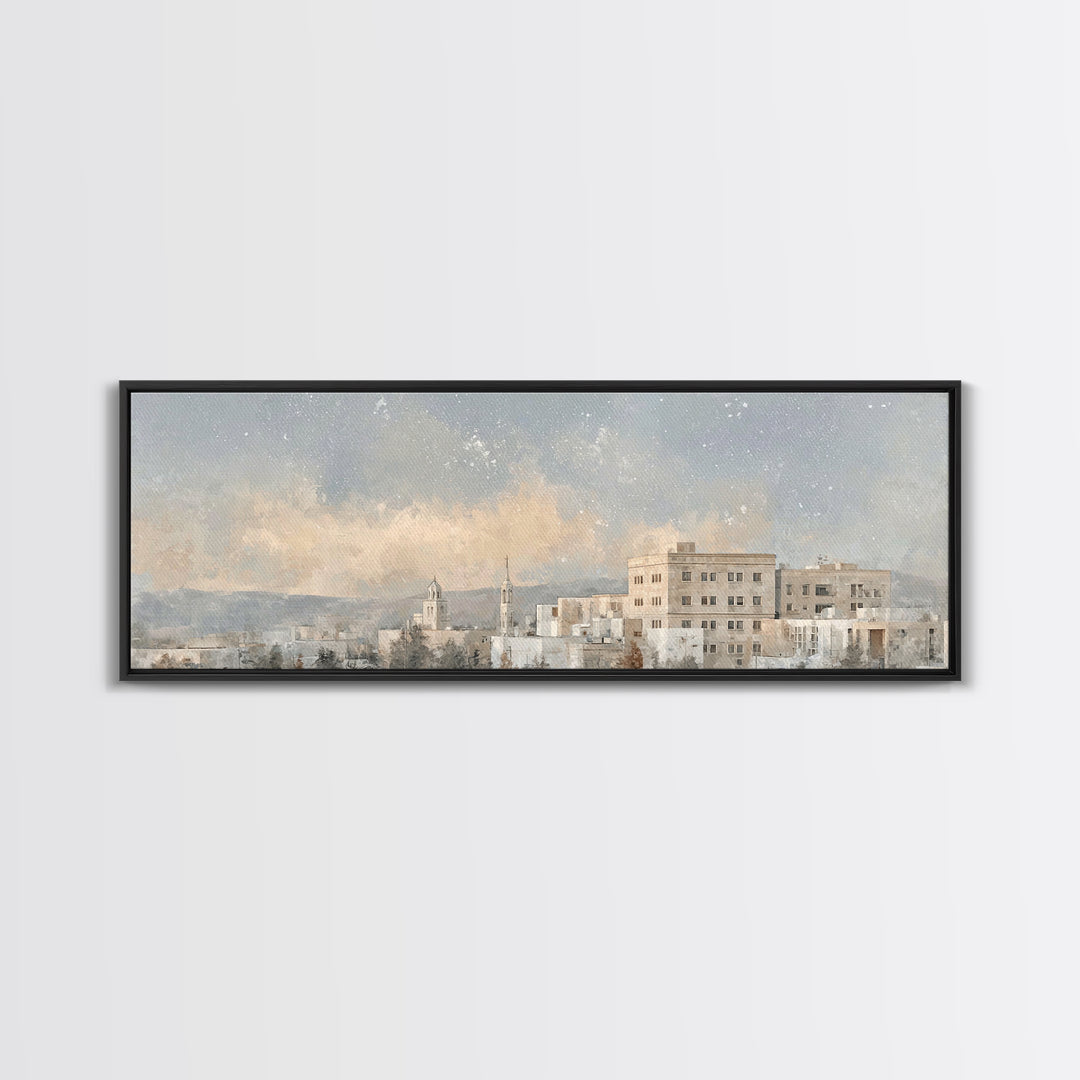Temple Valley Glow | Framed Canvas Print | Christian Wall Art | Christian Art Canvas | Christmas Art Prints | Panoramic Art | Christian Gif