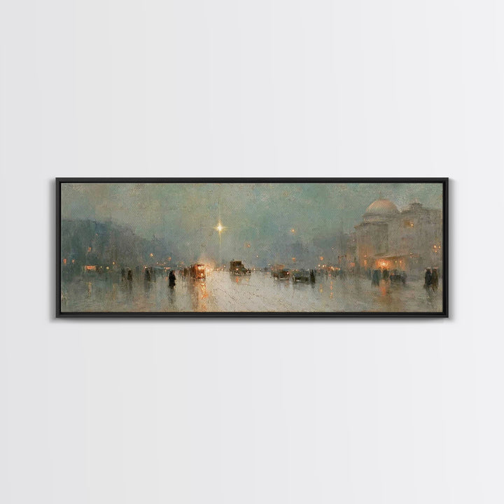 Midnight Star Road – Framed Canvas Print – Christmas Art Prints – Christian Wall Art – Christian Art Canvas – Panoramic Frame – Christian A