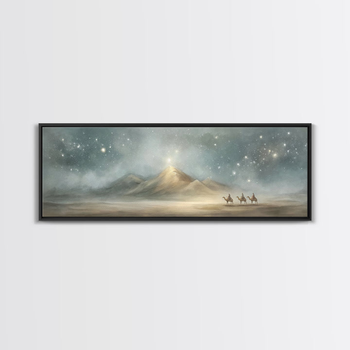 Guided By Heaven – Framed Canvas Print – Christian Art – Christmas Art Prints – Panoramic Art – Christian Art Canvas – Christian Christmas