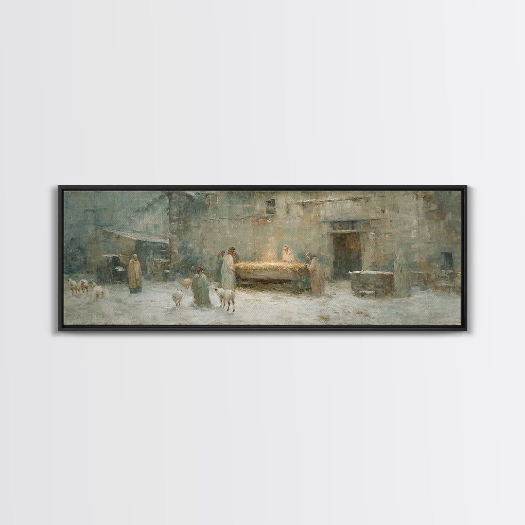 Dawn Of The Savior | Framed Canvas Print | Panoramic Painting | Christian Wall Art | Christian Art Canvas | Christmas Art | Framed Christma