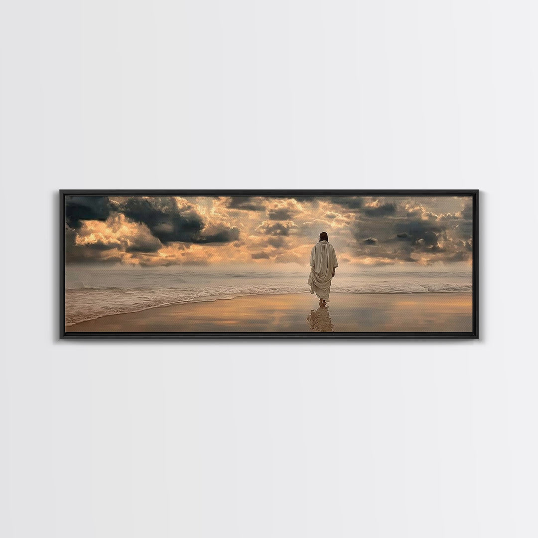 Sacred Morning Light | Framed Canvas Print | Christian Wall Art | Modern Jesus Art | Panoramic Painting | Christian Art Print | Christmas A