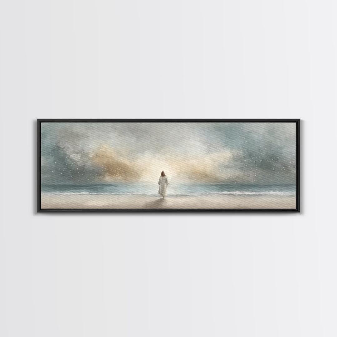 Guiding Peace Horizon, Framed Canvas Print, Christian Art Print, Jesus Painting Canvas, Panoramic Frame, Christian Christmas Art, Christian