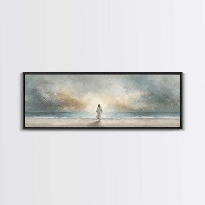 Guiding Peace Horizon, Framed Canvas Print, Christian Art Print, Jesus Painting Canvas, Panoramic Frame, Christian Christmas Art, Christian