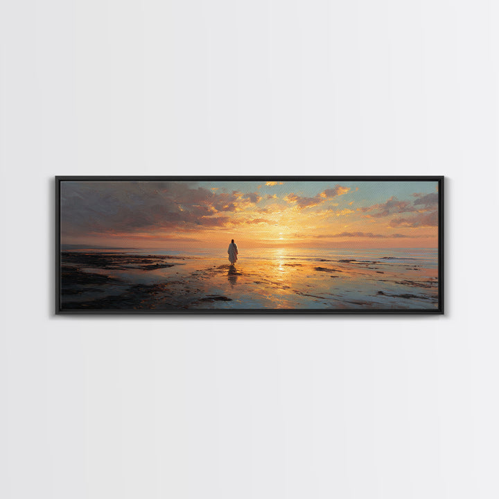 Celestial Tide Journey – Framed Canvas Print – Christian Wall Art – Jesus Canvas Art – Panoramic Painting – Large Christian Art – Christmas