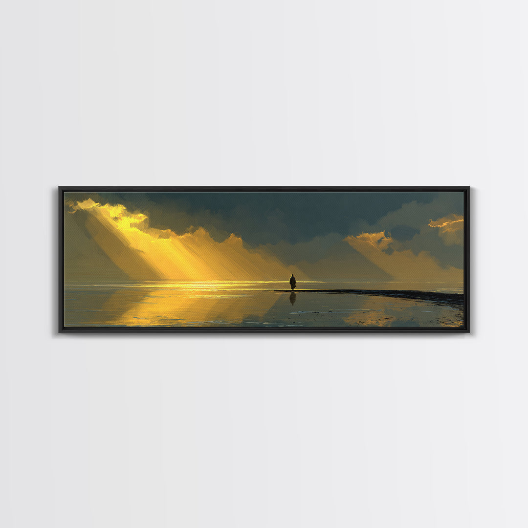 Mercy At Daybreak | Framed Canvas Print | Christian Art Canvas | Jesus Wall Art | Panoramic Art | Christian Christmas Decor | Christian Pai