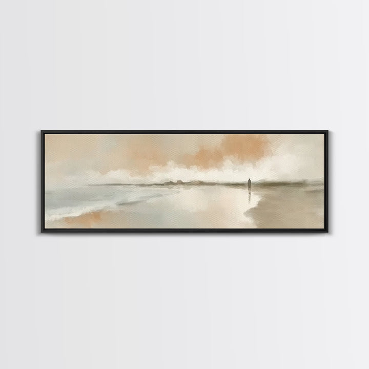 Holy Quiet Shore, Framed Canvas Print, Christian Art Work, Jesus Painting, Panoramic Print, Subtle Christian Art, Christmas Wall Art