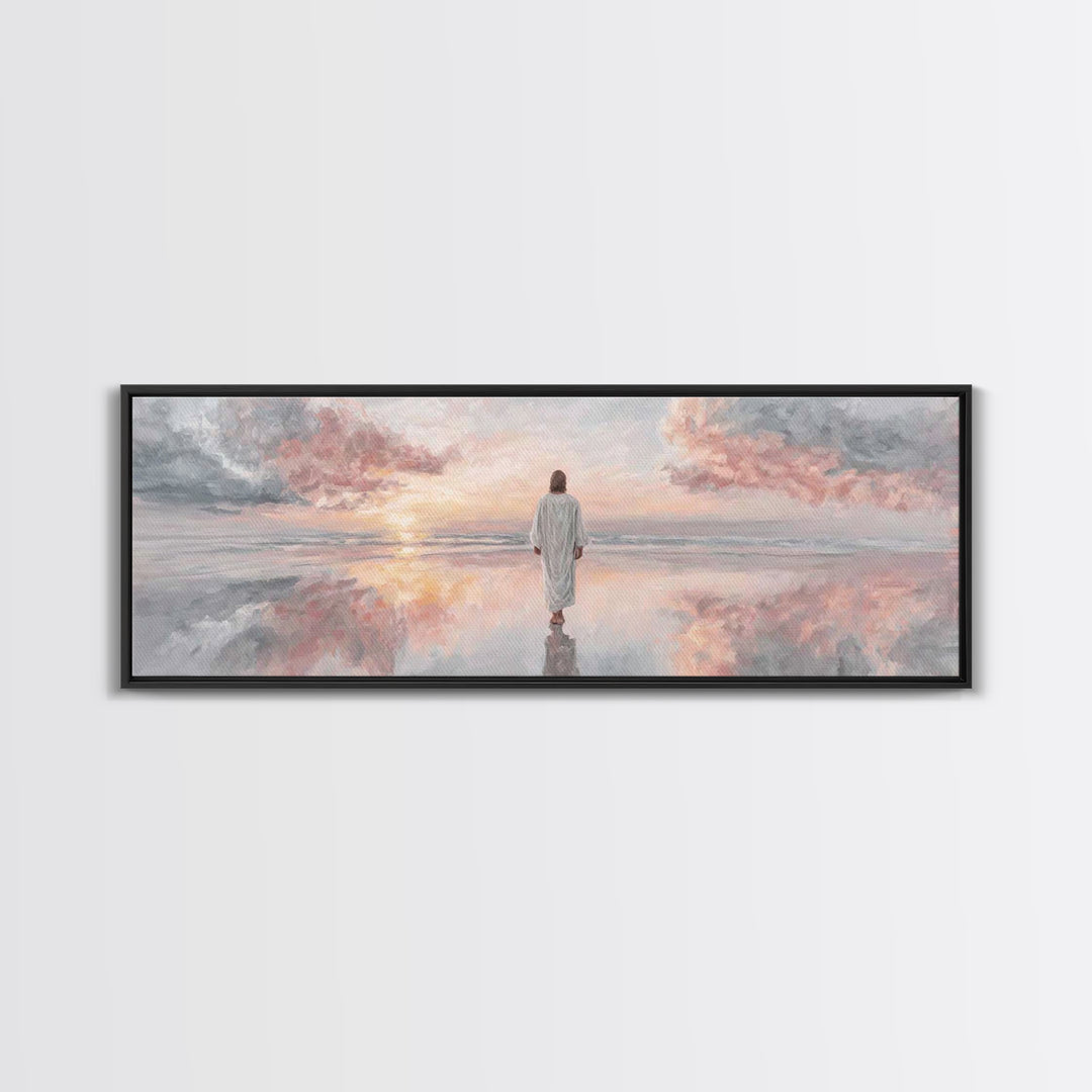 Radiant Promise Sky – Framed Canvas Print – Christian Art Painting – Jesus Art Print – Panoramic Wall Art – Modern Christian Art – Christma