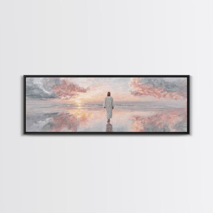 Radiant Promise Sky – Framed Canvas Print – Christian Art Painting – Jesus Art Print – Panoramic Wall Art – Modern Christian Art – Christma