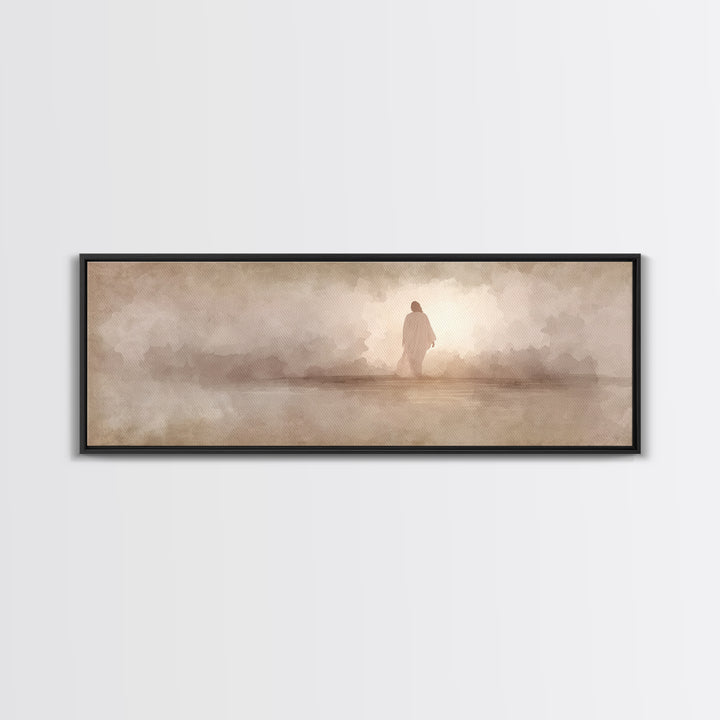 Still Waters Grace | Framed Canvas Print | Christian Paintings | Jesus Canvas Art | Panoramic Painting | Christian Decor | Christmas Art