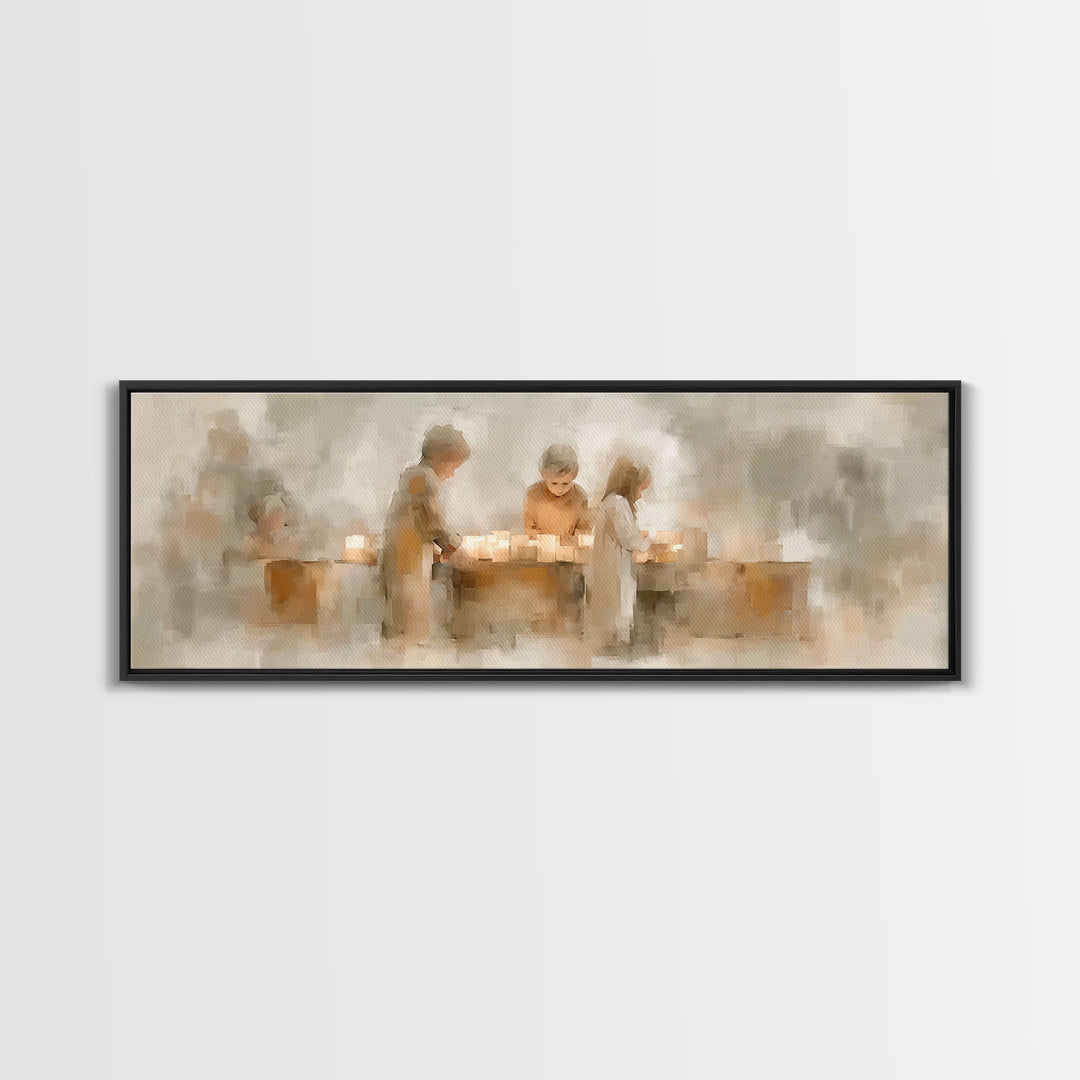 Children Of Light, Framed Canvas Print, Christian Wall Art, Christian Art Canvas, Panoramic Art, Christmas Art Work, Christian Gift