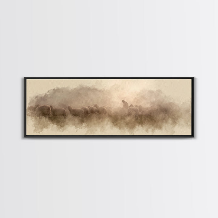 Mist Of Bethlehem, Framed Canvas Print, Christian Art Canvas, Christian Painting, Panoramic Wall Art, Modern Christian Art, Christmas Art