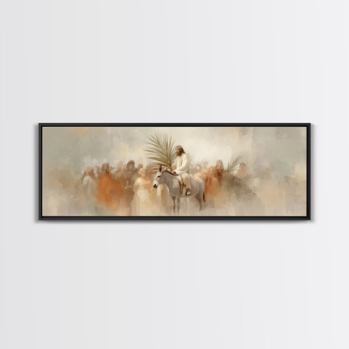 Humble Arrival – Framed Canvas Print – Christian Art Canvas – Panoramic Frame – Jesus Painting – Christian Wall Art – Christian Gift