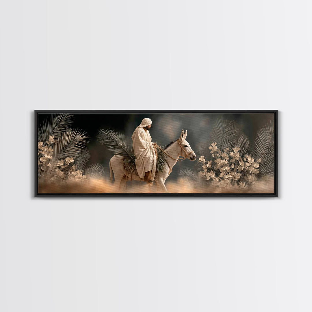 Mountain Grace | Framed Canvas Print | Christian Art Canvas | Panoramic Painting | Jesus Art Print | Christian Decor | Moody Christian Art