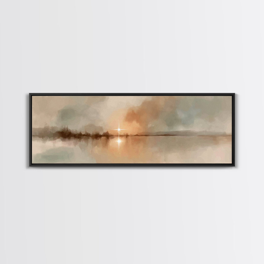 Evening Star Reflection | Framed Canvas Print | Panoramic Frame | Christian Wall Art | Christian Art Canvas | Christmas Art | Moody Christm