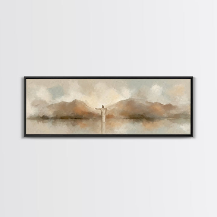 Still Waters Blessing, Framed Canvas Print, Panoramic Art, Christian Wall Art, Christian Art, Jesus Painting
