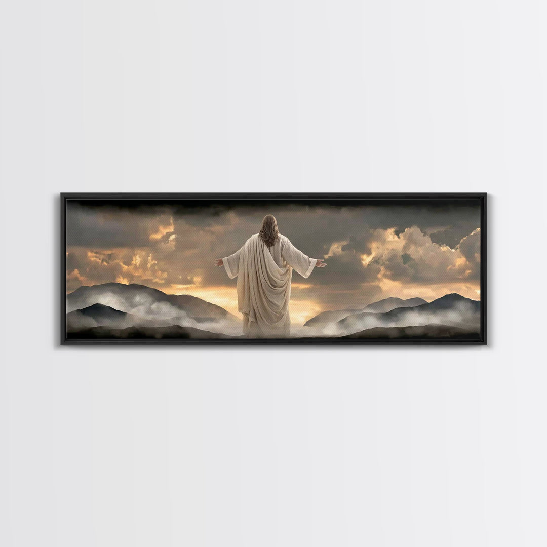 Pasture Of Gentle Hope | Framed Canvas Print | Panoramic Wall Art | Christian Art | Jesus Painting | Christian Art Canvas