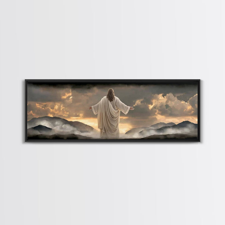 Pasture Of Gentle Hope | Framed Canvas Print | Panoramic Wall Art | Christian Art | Jesus Painting | Christian Art Canvas
