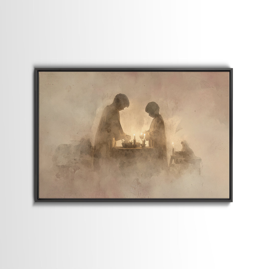 Holy Candle Prayer – Framed Canvas Print – Christian Art Canvas – Christian Wall Art – Christmas Art – Christian Christmas Art – Christian