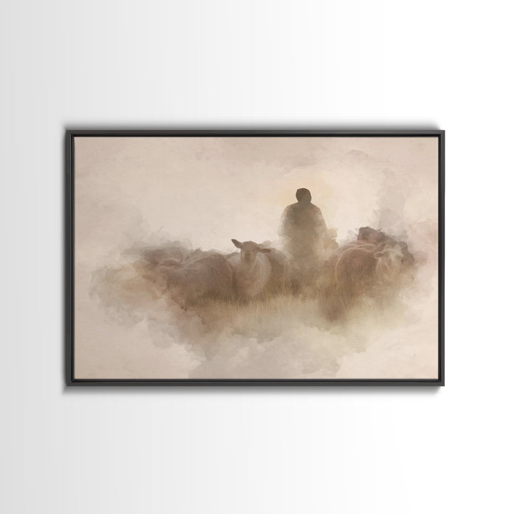Shepherd’s Watch – Framed Canvas Print – Christian Art Canvas – Christian Wall Art – Christian Art – Christian Christmas Art – Christian Gi