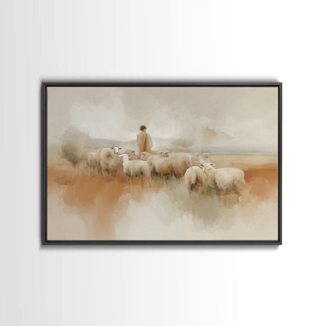 Quiet Pasture Grace - Framed Canvas Print - Christian Art Canvas - Christian Wall Art - Subtle Christian Art - Christian Decor - Jesus Pain