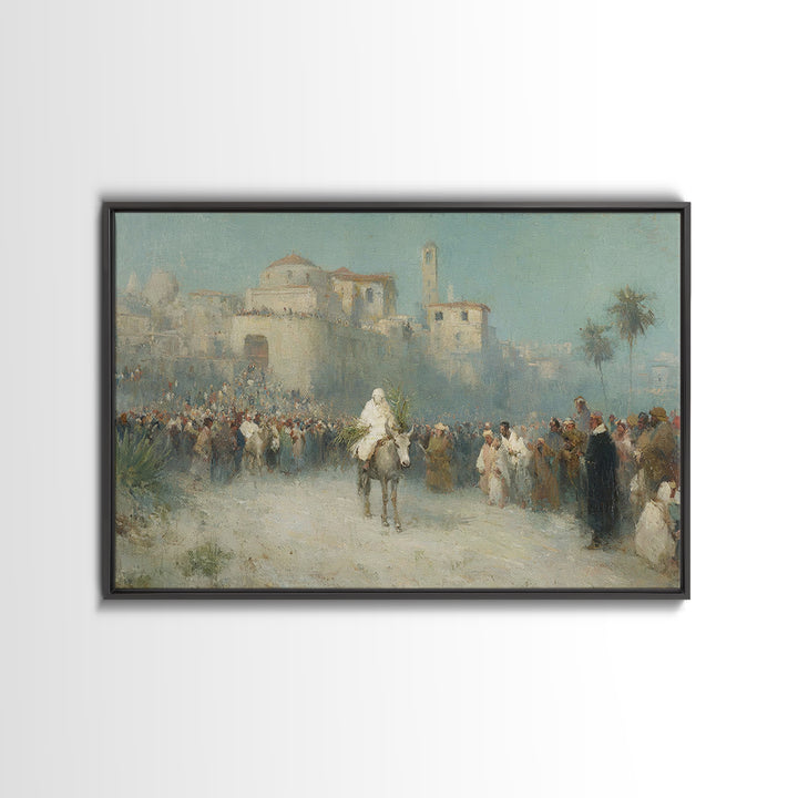 Palm Path Journey - Framed Canvas Print - Christian Art Canvas - Christian Christmas Art - Jesus Painting - Christian Wall Art - Christian