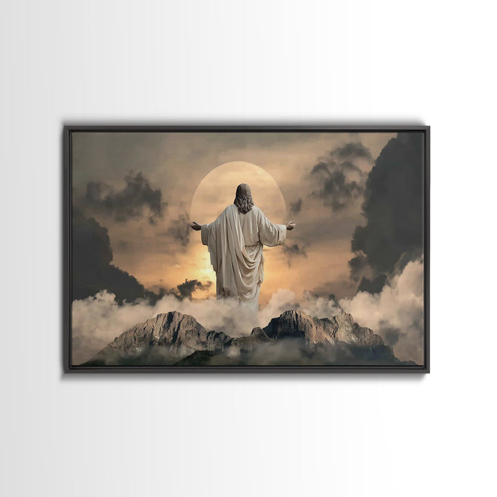 Divine Horizon Light – Framed Canvas Print – Jesus Painting – Christian Art Canvas – Christian Wall Art – Moody Christian Art – Christian G