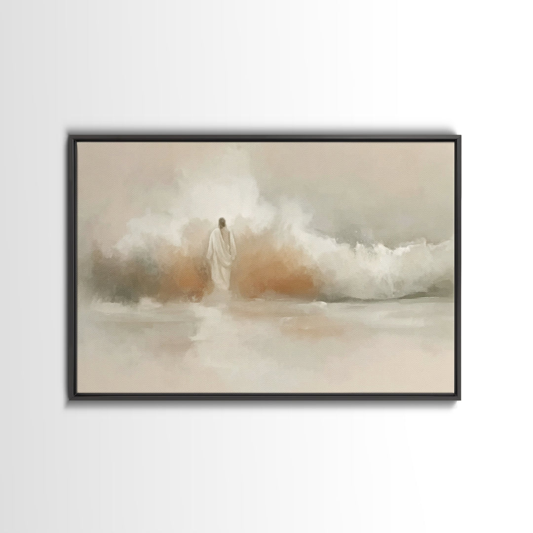 Eternal Calm Shore – Framed Canvas Print – Christian Art Canvas – Christian Wall Art – Jesus Painting – Subtle Christian Art – Christmas Ar