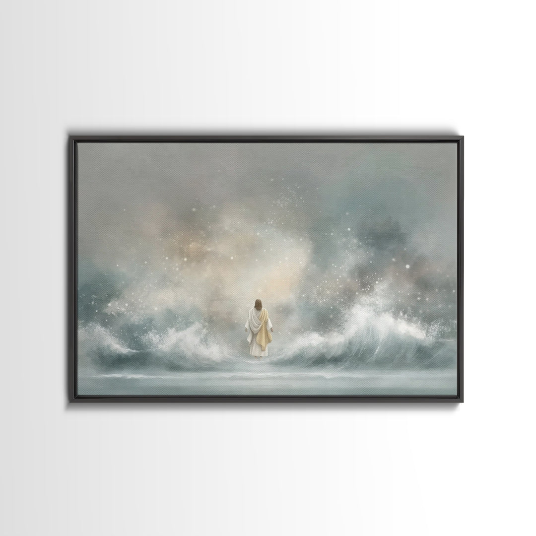 Moonlit Promise – Framed Canvas Print – Christian Art Canvas – Christian Wall Art – Jesus Painting – Large Christian Painting – Christmas A