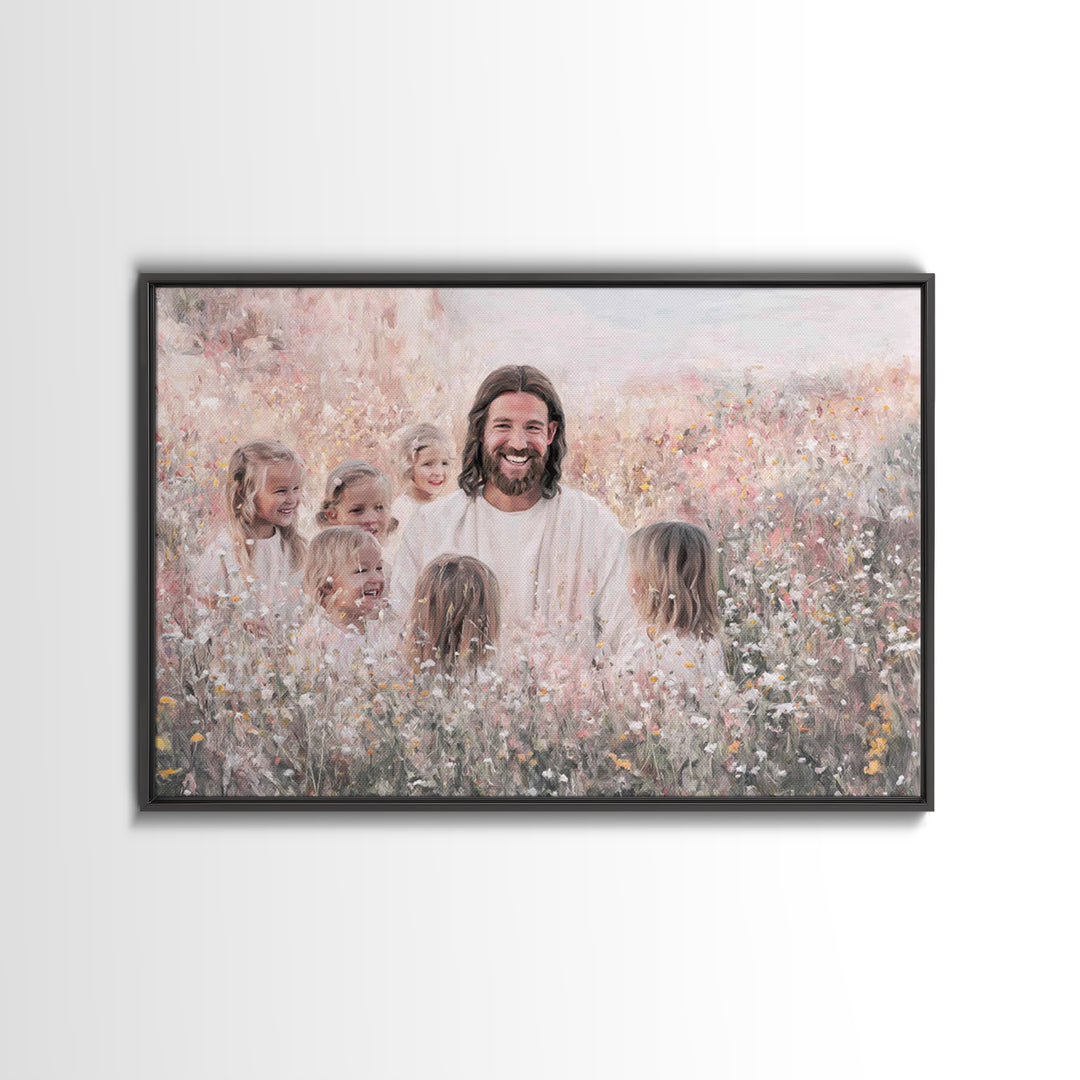 Garden Of Joy | Framed Canvas Print | Christian Wall Art | Christian Art Canvas | Jesus Painting | Christian Decor | Christian Art Gift