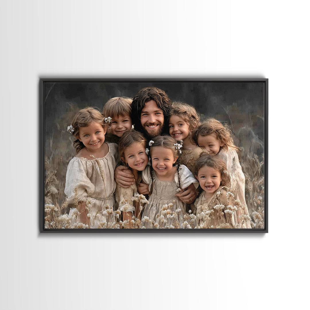 Fields Of Blessing, Framed Canvas Print, Christian Art Canvas, Jesus Painting, Christian Wall Art, Vintage Christian Art, Christian Gift