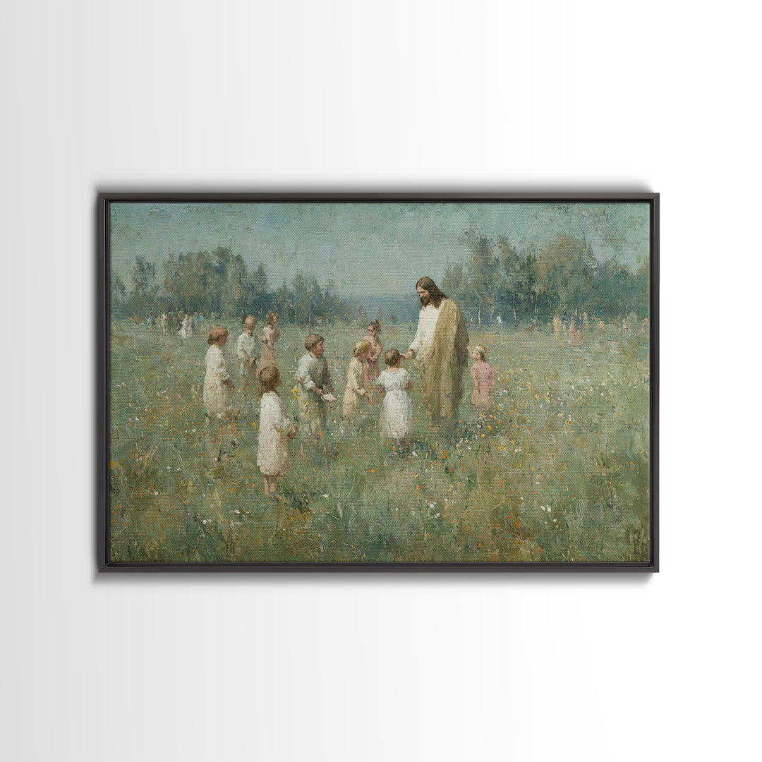 Pasture Of Peace – Framed Canvas Print – Christian Art – Christian Wall Art – Jesus Painting – Christian Art Canvas – Christmas Art Prints