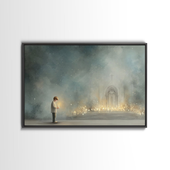 Child Of Light – Framed Canvas Print – Christian Art Canvas – Christian Wall Art – Minimalist Christian Art – Christian Christmas Art