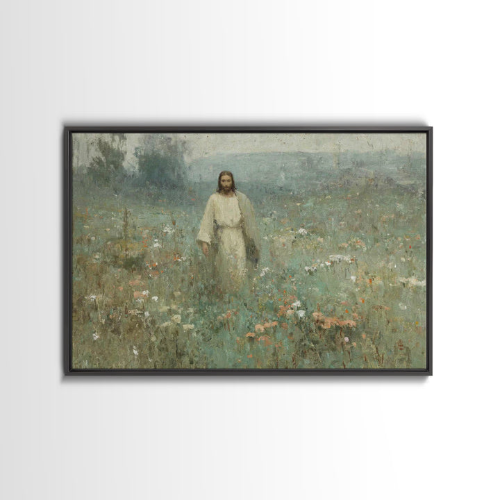 Silent Meadow – Framed Canvas Print – Christian Wall Art – Christian Art Canvas – Jesus Painting – Moody Christian Art – Christmas Art Prin