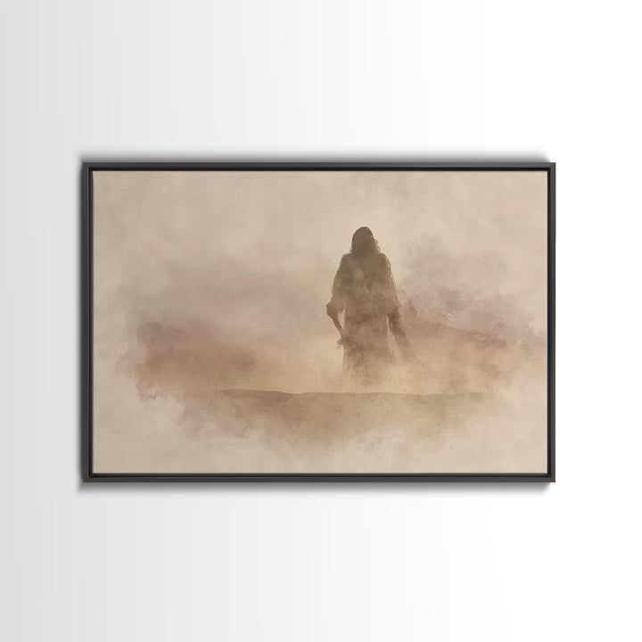 Desert Vision | Framed Canvas Print | Christian Art Canvas | Christian Wall Art | Jesus Painting | Minimalist Christian Art | Christian Art