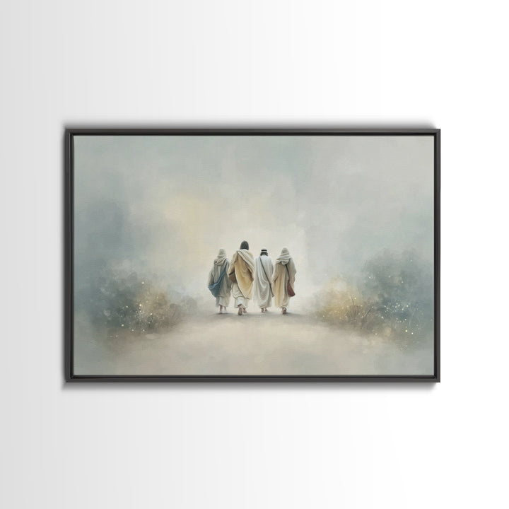 Walk Of Fellowship, Framed Canvas Print, Christian Art Canvas, Christian Wall Art, Jesus Painting, Christian Art, Modern Christian Painting