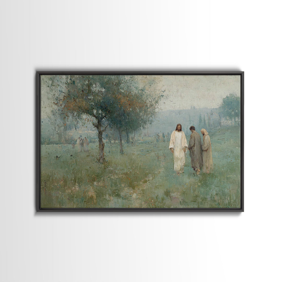Garden Walk Light – Framed Canvas Print – Christian Wall Art – Jesus Painting – Christian Art Canvas – Modern Christian Painting – Christia