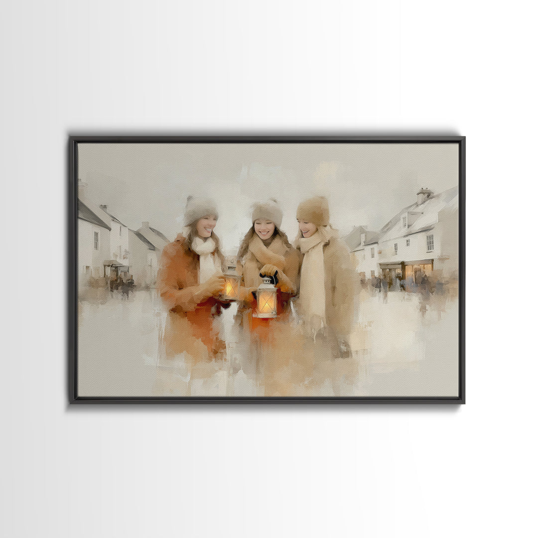 Winter Lantern Light | Framed Canvas Print | Christmas Art Prints | Christian Christmas Art | Christmas Wall Art | Christmas Art Canvas | H