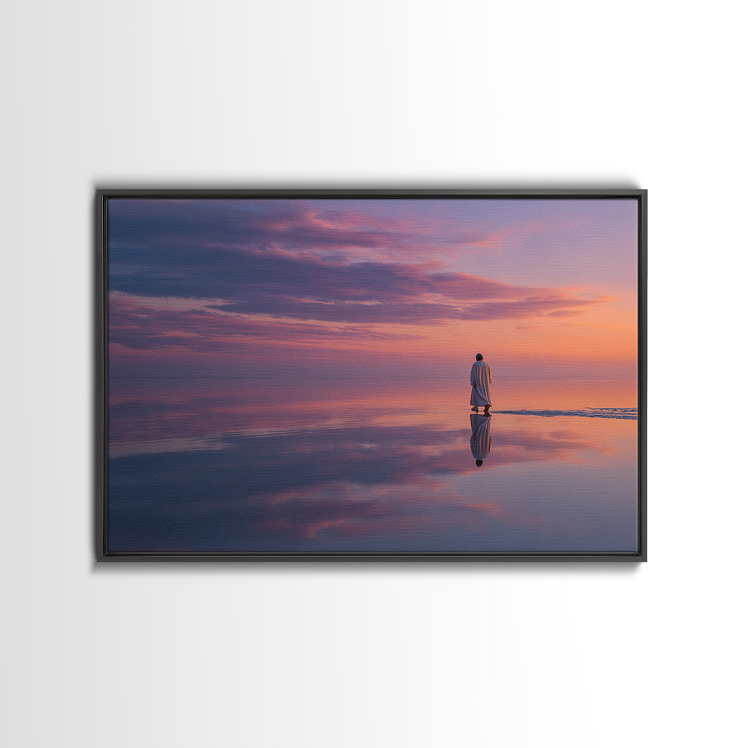 Twilight Walk of Peace – Framed Canvas Print – Christian Wall Art – Jesus Painting – Christian Art Canvas – Modern Christian Art – Christia
