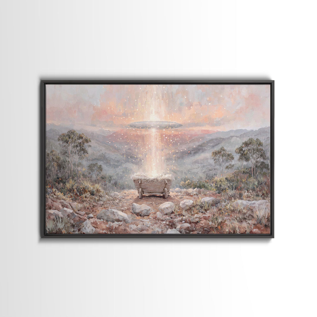 Heavenly Arrival – Framed Canvas Print – Christmas Art – Christian Wall Art – Christian Art Canvas – Christian Decor – Christian Christmas